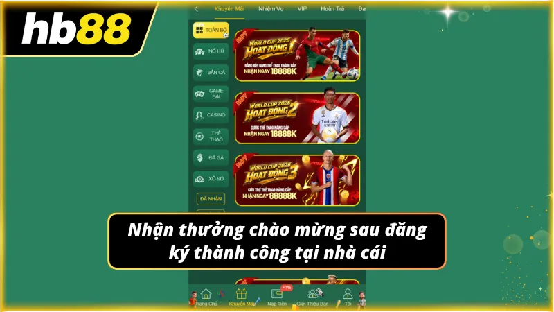 Phần quà khủng đang chờ đó người chơi mới sau khi đăng ký thành công