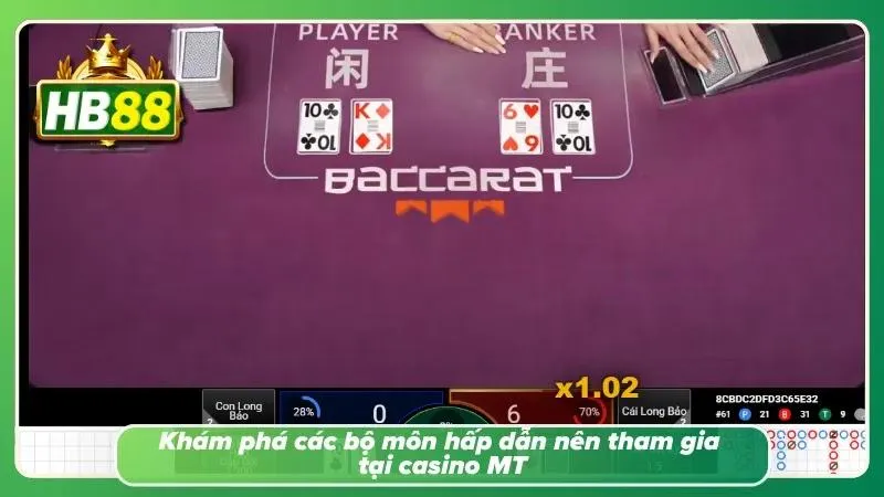 Các trò casino trực tiếp nổi bật đang hoạt động tại MT