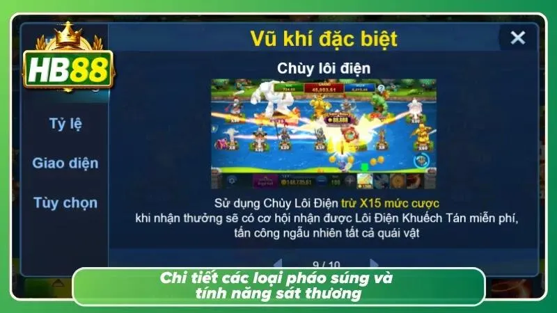 Các loại pháo súng và tính năng người chơi nên biết