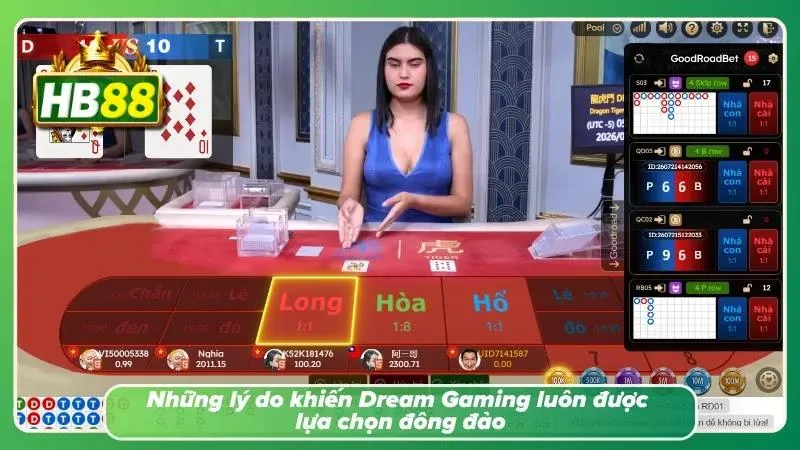 Ưu điểm Dream Gaming HB88 với hệ thống casino live vận hành liên tục